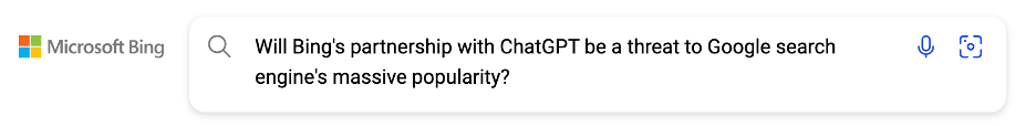 Microsoft bing question- does chatgpt hurt google search engine?